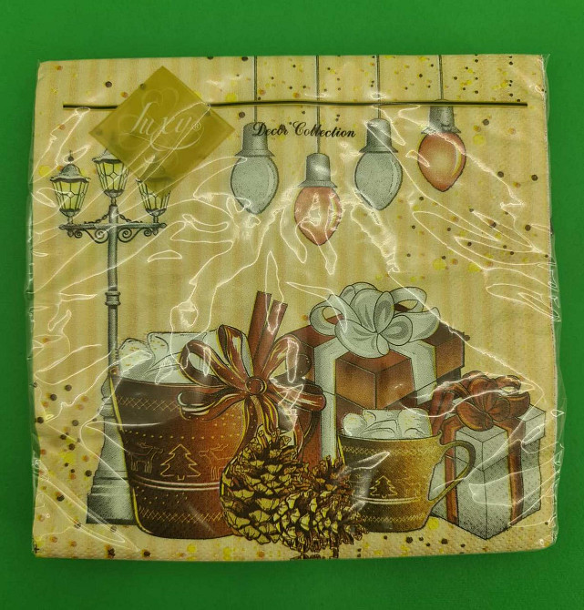 Новогодняя бумажная салфетка (ЗЗхЗЗ, 20шт) LuxyНГ Рождественский напиток(1225) (1 пачка) Харьков - изображение 3