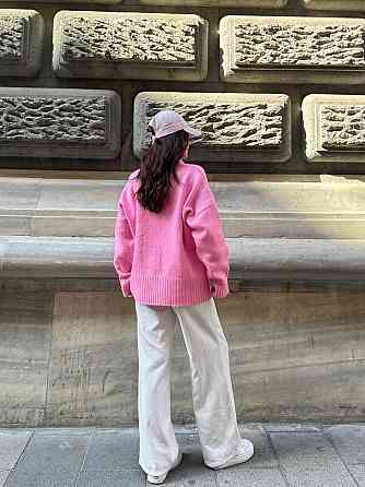 Жіночий затишний оверсайз светр машинне в'язання Рожевий Одеса