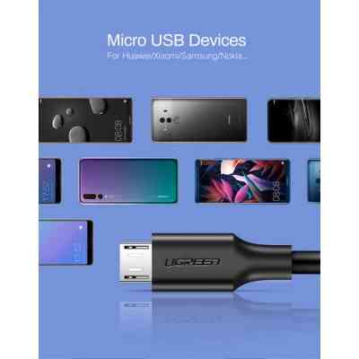 Дата кабель USB 2.0 AM to Micro 5P 0.25m 2A US289 black Ugreen (60134) Винница