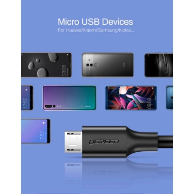Дата кабель USB 2.0 AM to Micro 5P 0.25m 2A US289 black Ugreen (60134) Винница - изображение 4