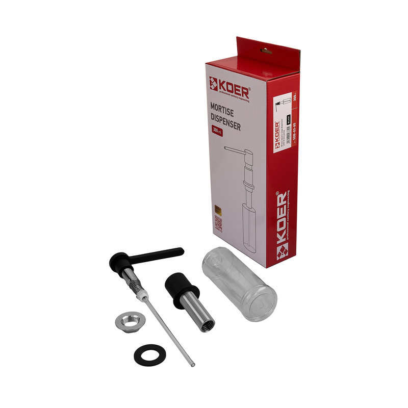 Дозатор для мийного засобу врізний Koer SDB-03-05 300 мл (колір чорний) (KR5633) Київ - фото 4