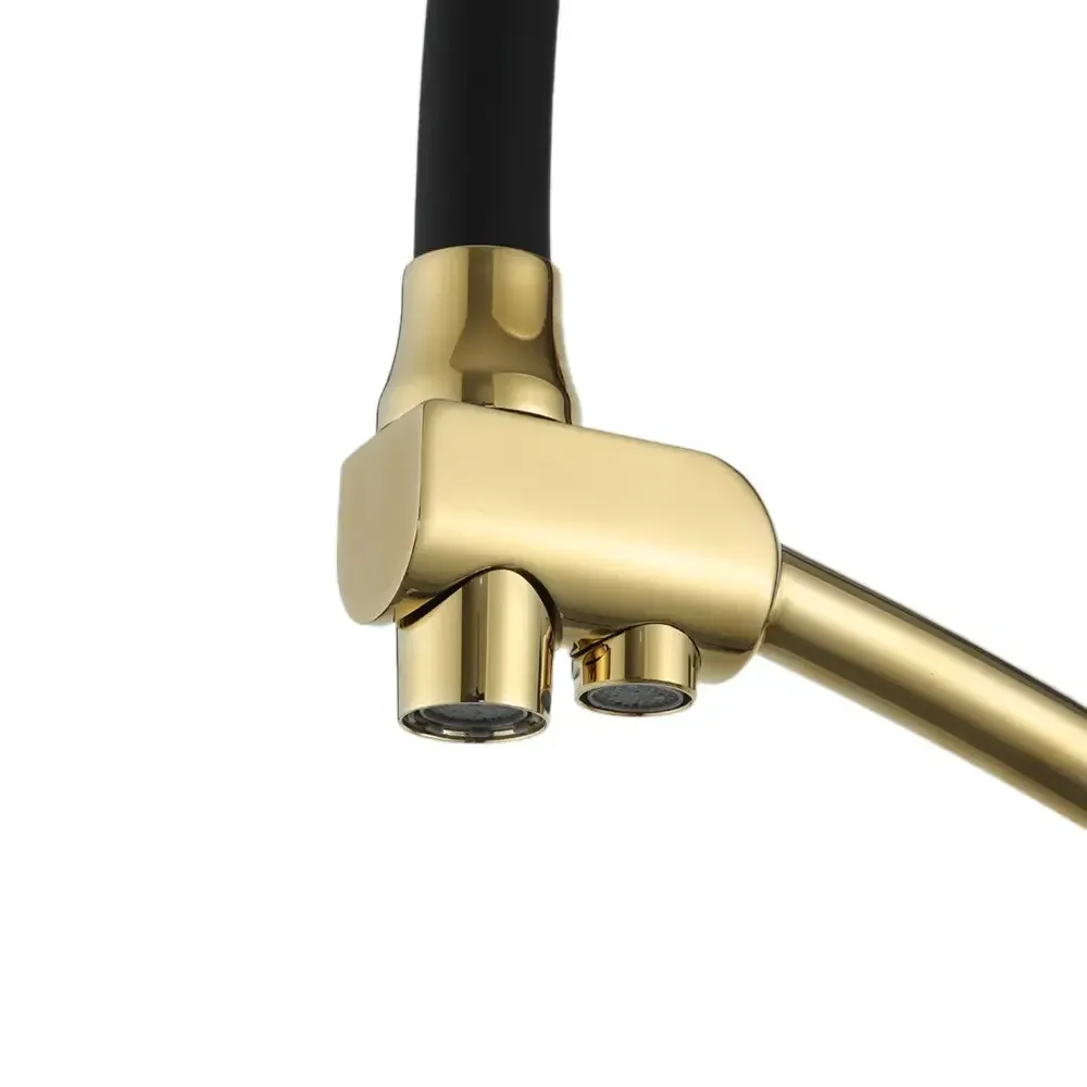 Змішувач для кухні з підключенням до фільтру GAPPO G4398-13 гнучкий вилив, золото/чорний Київ - фото 7