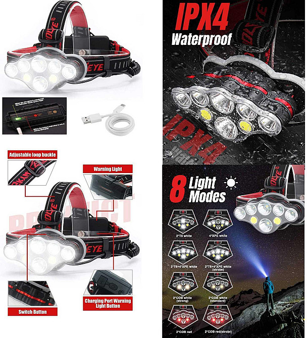 Налобний мульті-LED ліхтар SkywolfEye Луцк - изображение 1