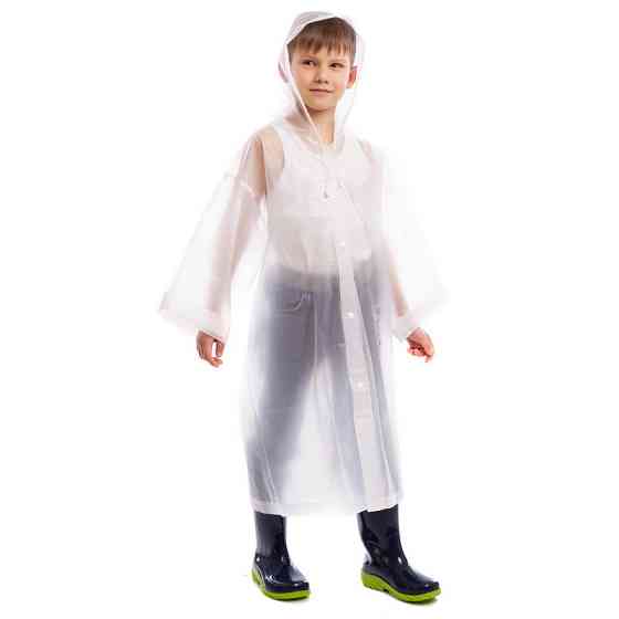 Плащ-дождевик детский EVA на кнопках прозрачный Киев