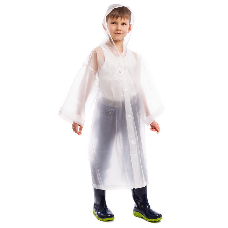 Плащ-дощовик дитячий EVA на кнопках прозорий Київ - фото 1