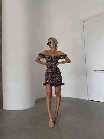 Женское легкое романтичное мини платье в цветочный принт софт Черный 2, 44/46 Одесса