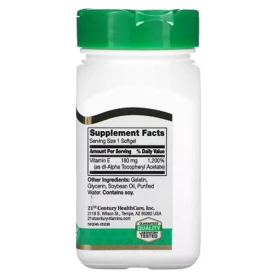 Вітамін 21st Century Вітамін E, 180 мг, Vitamin E, 110 гелевих капсул (CEN-21245) Вінниця - фото 2