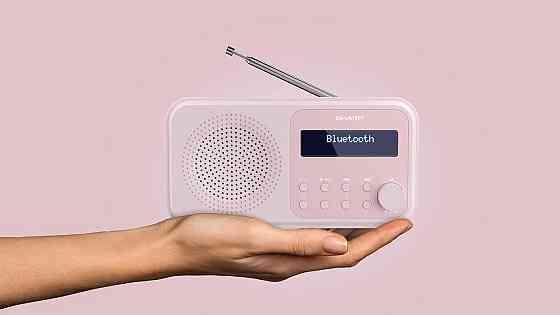 Портативное цифровое радио SHARP с Bluetooth 5.0, DAB+/FM, будильником, USB/батарея, радиоприемник розовый Киев