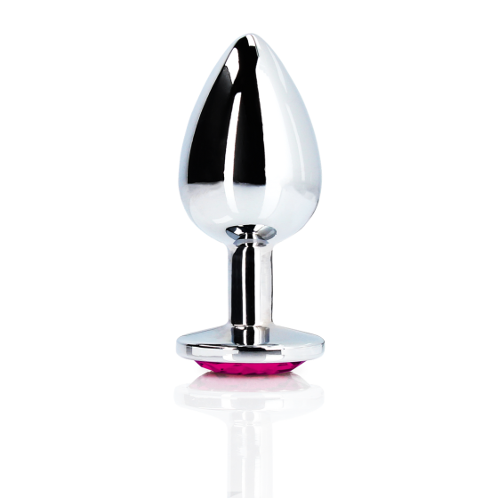 Анальна пробка - Ouch! Metal Butt Plug Large Silver/Rubellite Pink Sex Aura Київ
