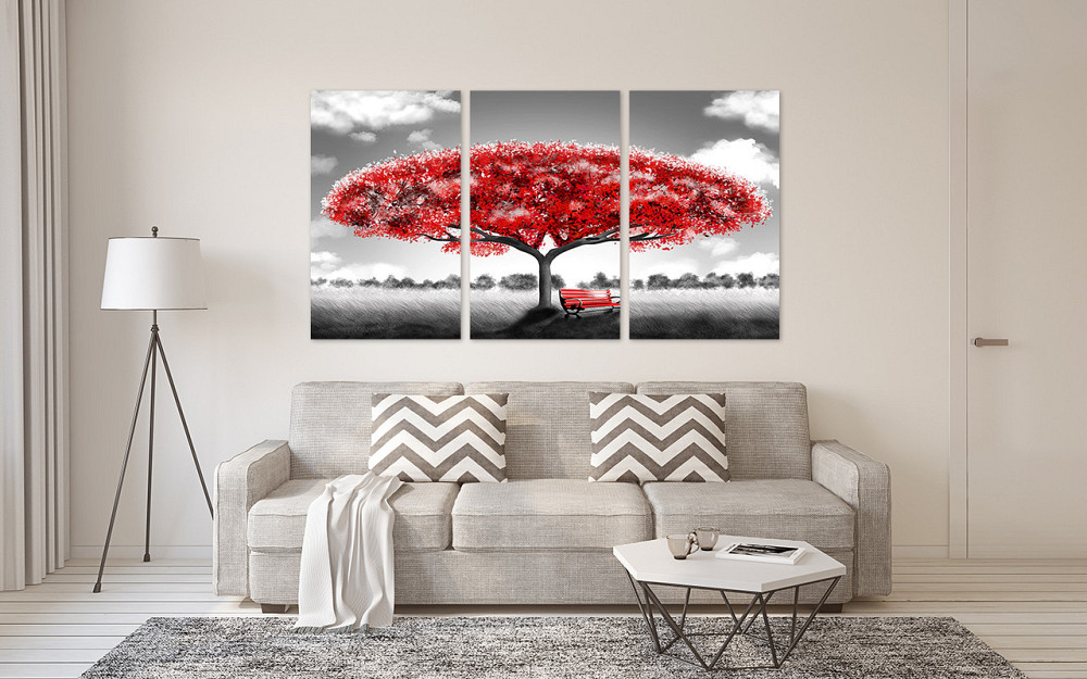 Модульная картина "Дерево з червоними листями Абстракція" Art-901_3A (53х100см) 70x130 см Київ - фото 3