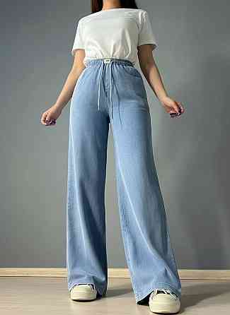 Джинсы женские Immet 5606-8602 палаццо талия на резинке тенсель голубые, голубой, 35, 35, 96 см, 123 см Киев