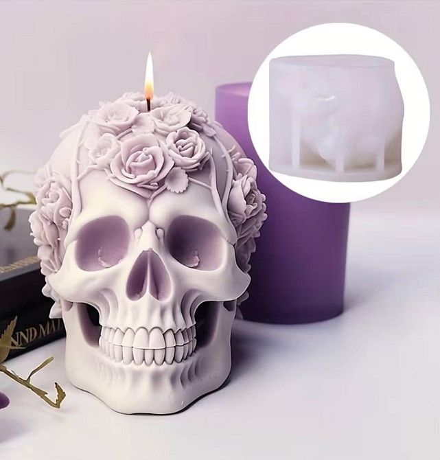 Силиконовая форма череп для свечей набор 2 шт, 3D молд скелет, форма для гипса мыла эпоксидной смолы Киев - изображение 6