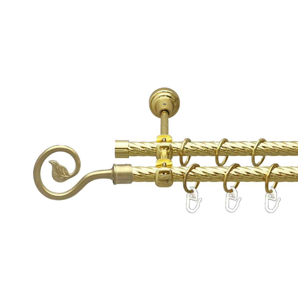 Карниз Orvit Лукка металевий дворядний відкритий скручена труба кільце металеве Золото 16\16 мм 160 см (00-00024948) Львів - фото 1