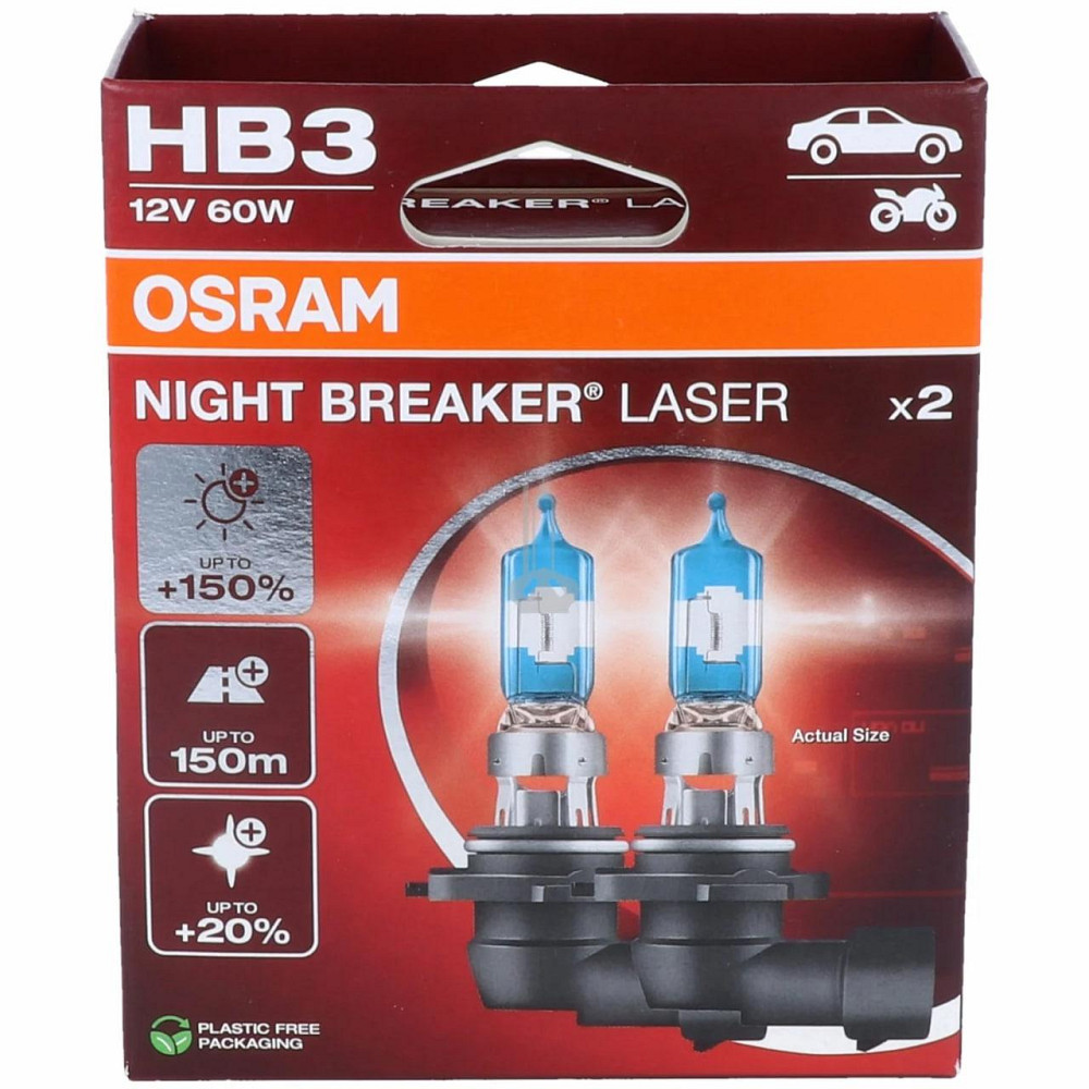 Комплект галогенових ламп OSRAM HB3 9005NL-2HB Night Breaker LASER NG +150% 60W 12V P20d (2 шт) Харків - фото 4