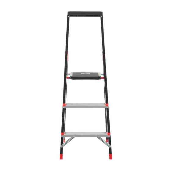 Драбина сталева, 3 сходинки, лоток для інвентарю, висота: 1132 мм, висота: висота до платформи: 630 мм, 150 кг INTERTOOL LT-0053 Київ