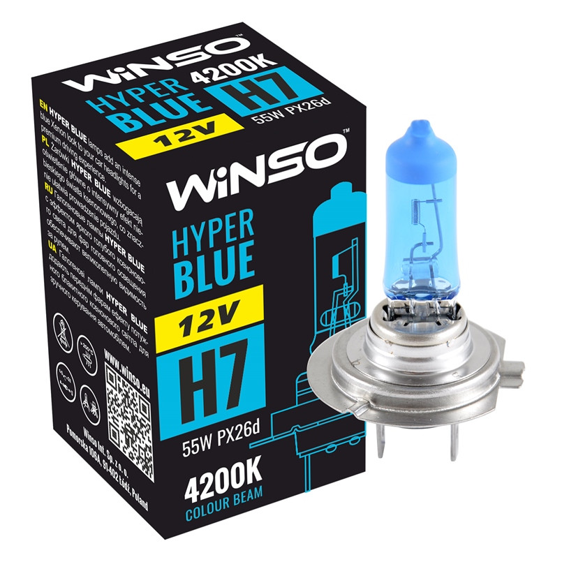 Галогеновая лампа Winso H7 12V 55W PX26d HYPER BLUE 4200K Львов - изображение 1