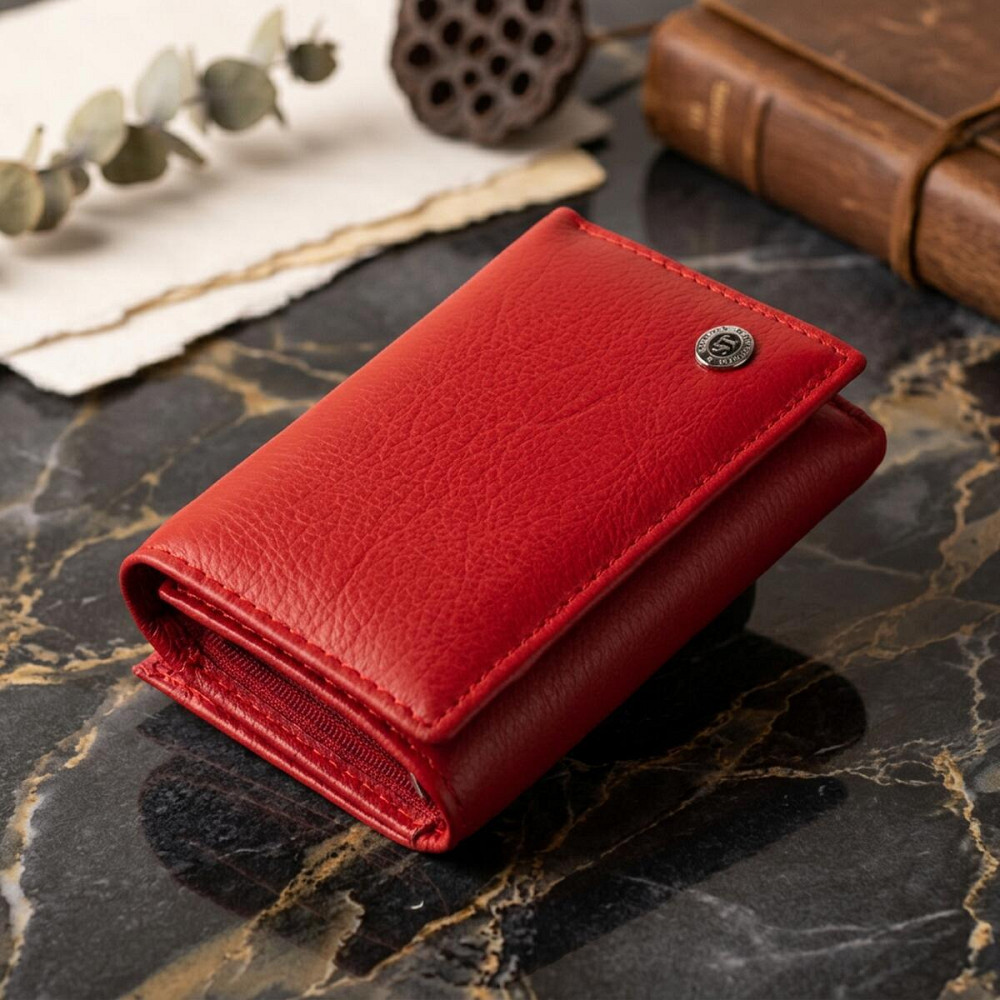 Женское кожаное портмоне для карт купюр и монет ST Leather 19335 Красное Киев - изображение 11