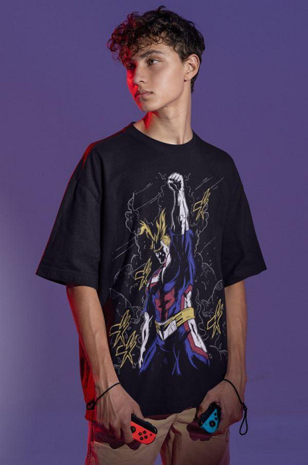 Футболка чоловіча з аніме принтом Моя геройська академія оверсайз (S/M/L) Чорний AnimeJ1195 Дніпро - фото 8