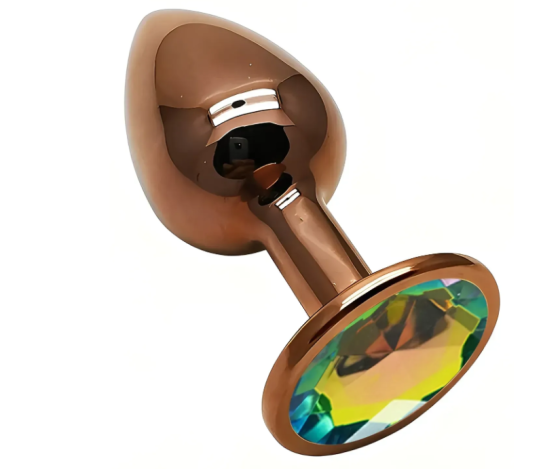 Анальная пробка с кристаллом EGZO - Dark Gold Round Plug Rainbow, size S Sex Aura Киев