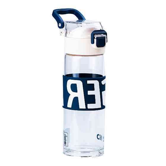 Happy Life Пляшка для води 460 мл скляна з пластиковою кришкою Білий HP17299W Київ