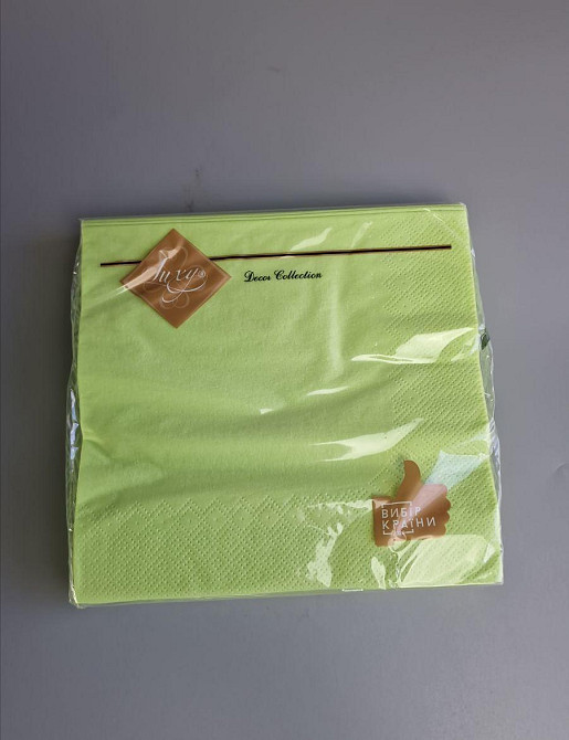 Салфетки бумажные однотонные (ЗЗхЗЗ, 20шт) Luxy Салатовый(3-3) (1 пачка) Харьков - изображение 1