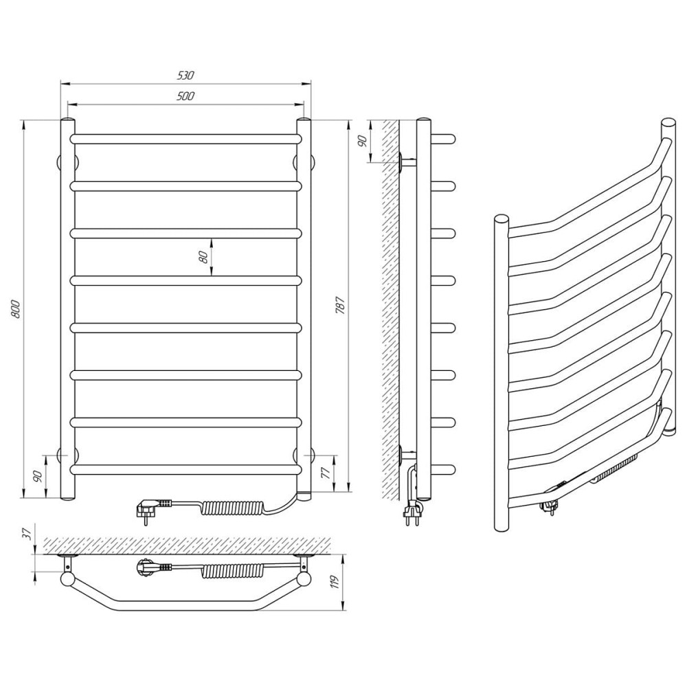 Электрический полотенцесушитель Laris Виктория П8 500Х800 Э правое подключ. Киев - изображение 6