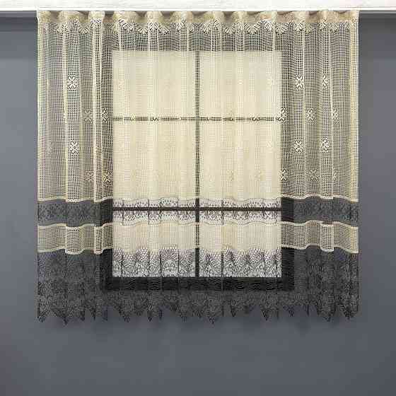 Тюль сетка VR-Textil Juli № 1873т Арка на кухню цвет бежевый с венге 300х150 см (53-0167) Киев