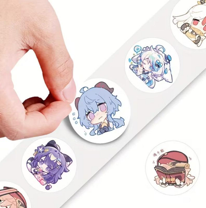 Набор наклеек Genshin Impact – 500 шт (14 дизайнов) мультяшных наклеек в рулоне Киев - изображение 12