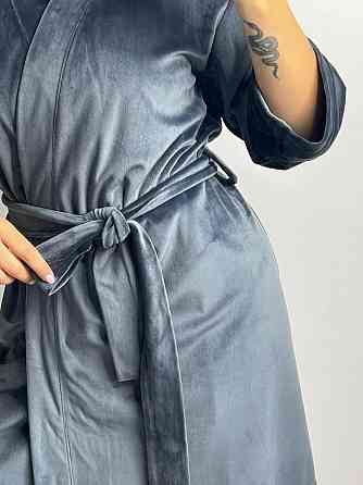 Халат жіночий плюш велюр під пояс Графітовий M Харків