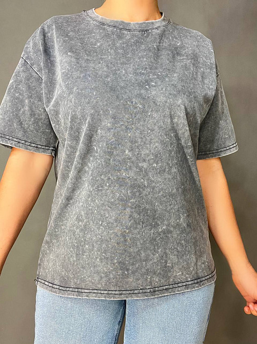 Футболка жіноча A-N 26662 тай-дай варена базова універсальна, сірий, one size Одеса - фото 5