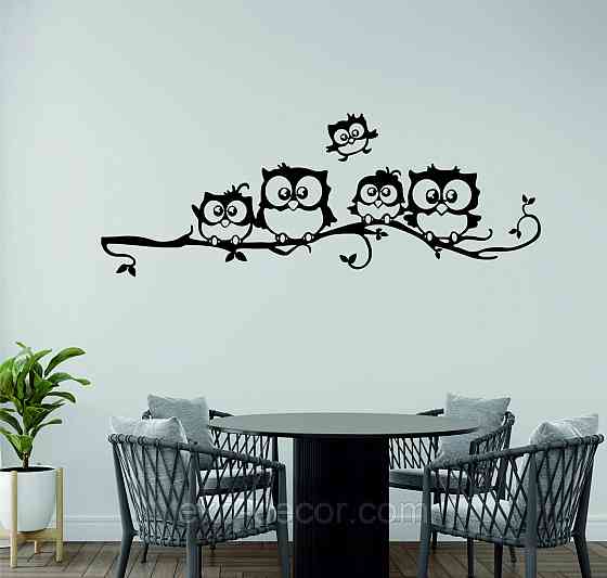 Декоративное настенное Панно «Совушки», Декор на стену 110*28 см, Черный Киев