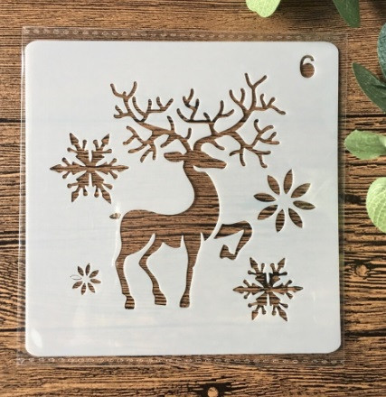 Трафарет новорічний Олень 13 на 13 см сірий Київ - фото 1