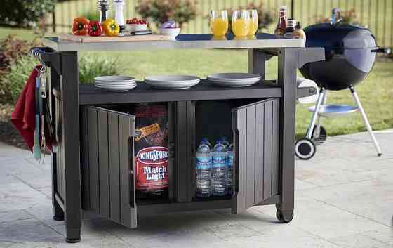 Стіл-буфет садовий для барбекю Keter UNITY XL, коричневий, 207 л Київ