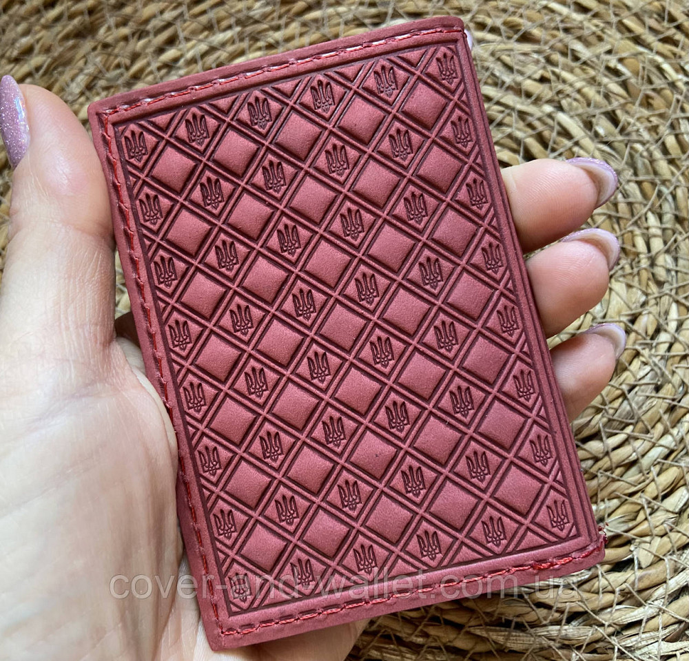 Червона жіноча обкладинка на ID пластиковий паспорт із файлами ST Leather Київ - фото 2