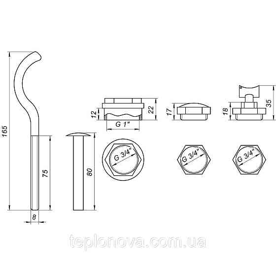 Комплект футорок секційного радіатора CRISTAL NR-2016 3/4| з 3-кронштейнами (HT 416) Чернівці
