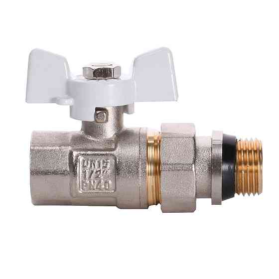 Кран кульовий з американкою Q PROFESSIONAL QP003 PN40 1/2″ антипротікання, Білий метелик Луцк