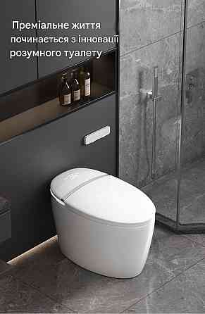Розумний унітаз з українським голосовим помічником 7002, підігрів сидіння, авто змив, ножний змив, LED підсвітка, 1300 ват Київ