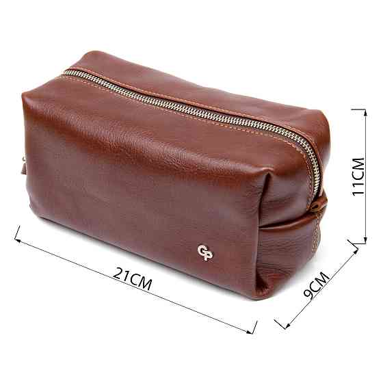 Кожаная мужская косметичка GRANDE PELLE 11418 Коричневый Киев