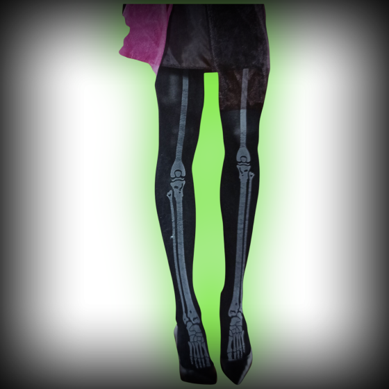 Женские колготы Скелет принт светится в темноте для Хэллоуина 40 den S 38-40 черный Киев