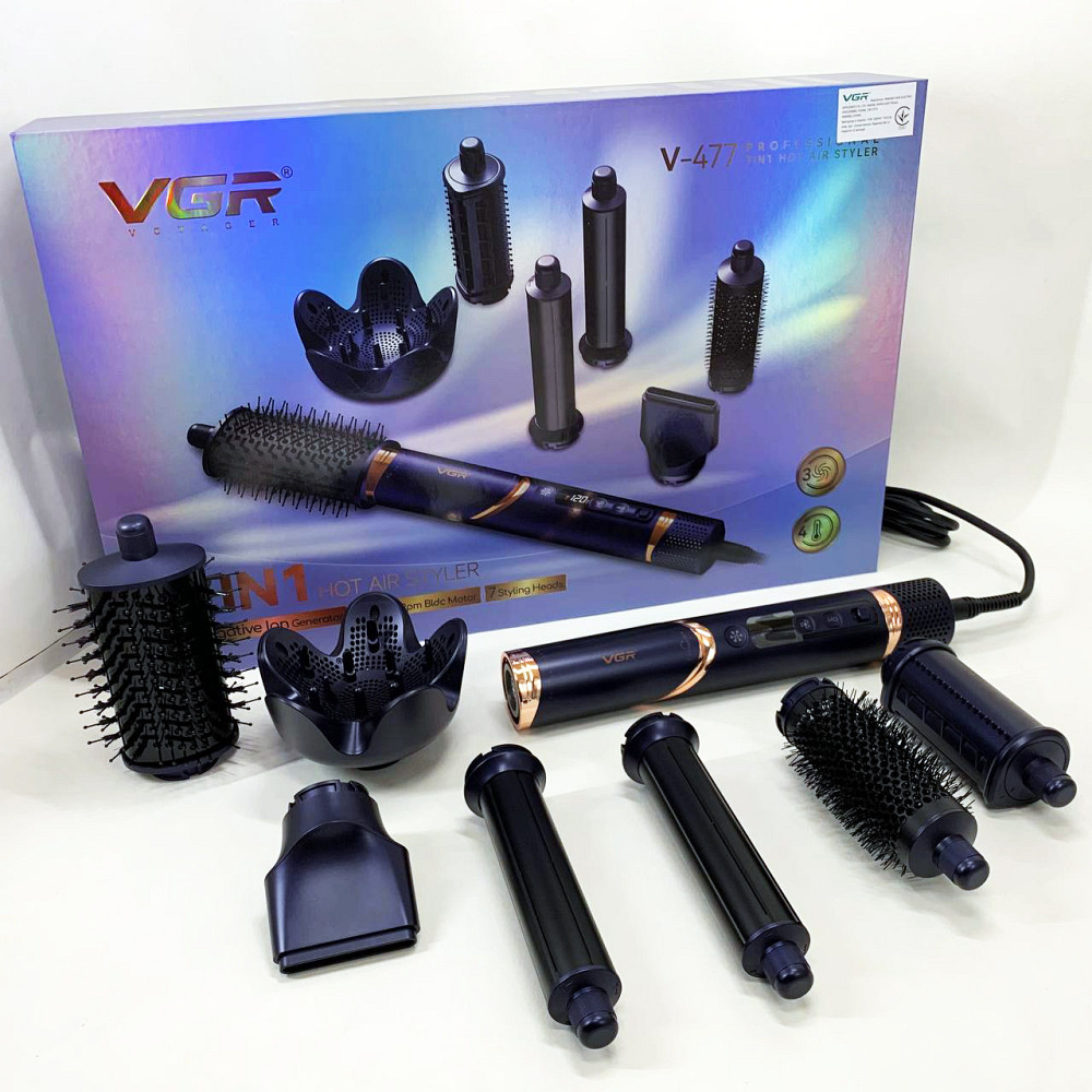 Хороший фен для випрямлення волосся VGR 7 в 1 V-477, Універсальна щітка-фен для волосся YP-39 Львів - фото 15