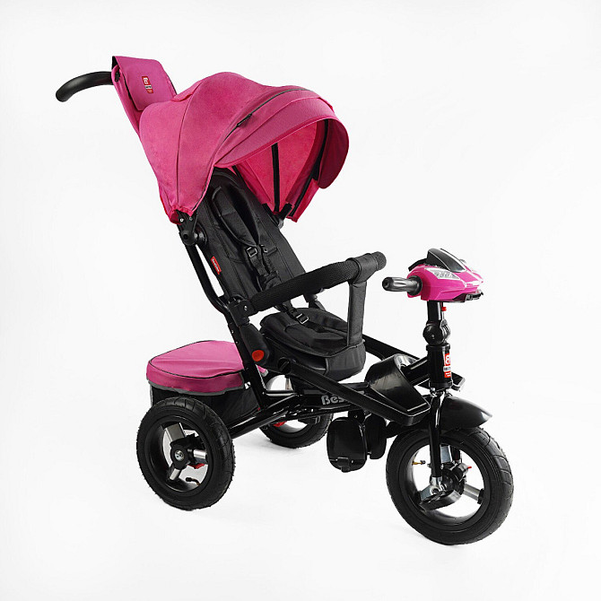 Велосипед триколісний Best Trike з батьківською ручкою музичною панеллю надувні колеса Рожевий (F-701-16) Чернігів - фото 6