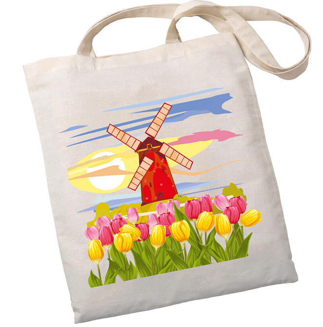 Екошопер BookOpt BK4071 "Подорож Нідерландами". Країна вітряків і тюльпанів" бежевий Київ - фото 1