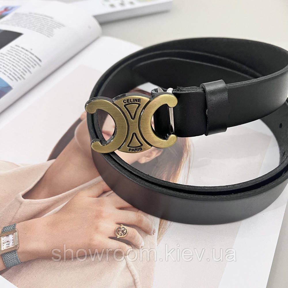 Женский кожаный ремень Celine gold (3 cм) Киев - изображение 2