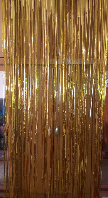 Дождик для фотозоны украшение 245 см на 92 см золотистый Киев - изображение 8