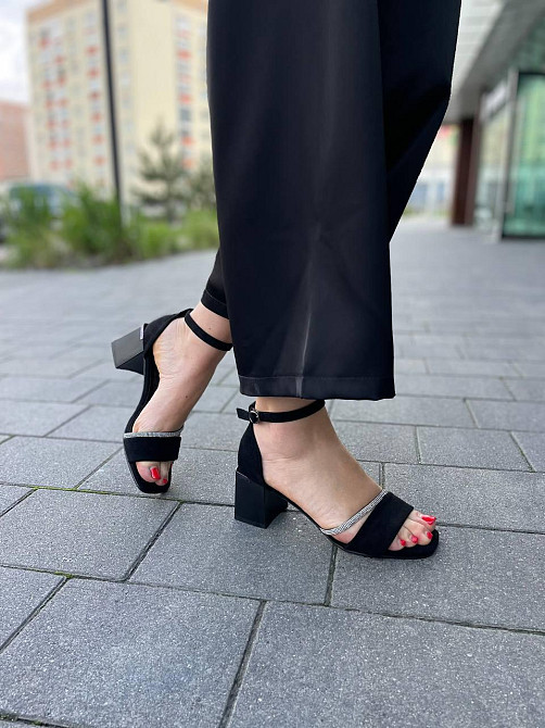 Meideli Чорні босоніжки жіночі літні на підборах молодіжні з еко-замші MEIDELI H008H-16 р. 36-4 Киев - изображение 8