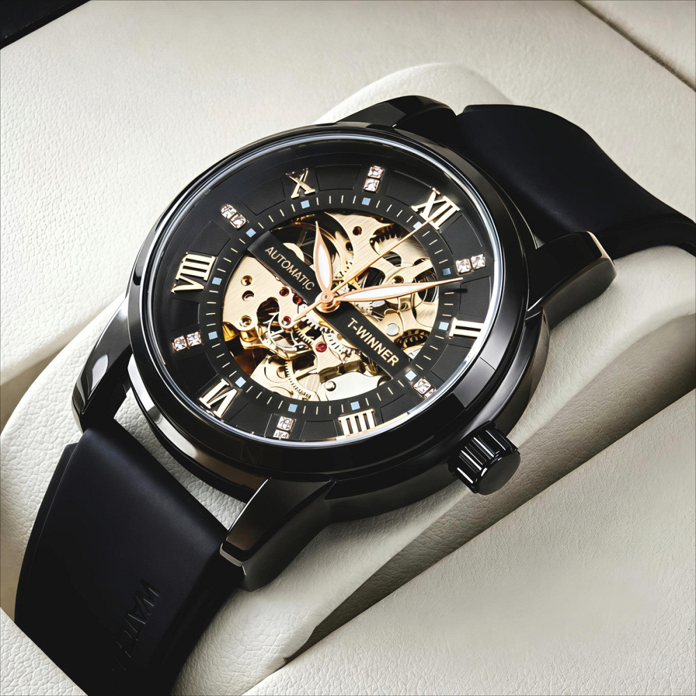 Часы мужские механические Winner Triumph R-Series (2 ремешка) Черный Винница - изображение 10