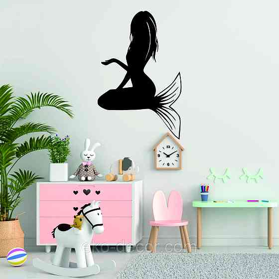 Декоративное настенное 3D Панно «Русалочка» Декор на стену с объемом 70*49 см, Черный Киев