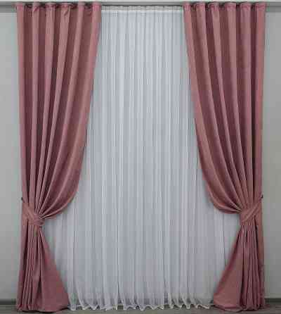 Комплект готових штор VR-Textil Мікровелюр SPARTA № 1094ш Пудровий 100х280 см 2 шт (31-909) Київ