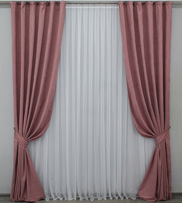 Комплект готових штор VR-Textil Мікровелюр SPARTA № 1094ш Пудровий 100х280 см 2 шт (31-909) Київ - фото 2