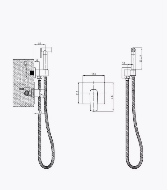 Змішувач для гігієнічного душу Mixxus Premium MONE 002 INNER вбудований з лійкою (MI6773) Чернівці - фото 3